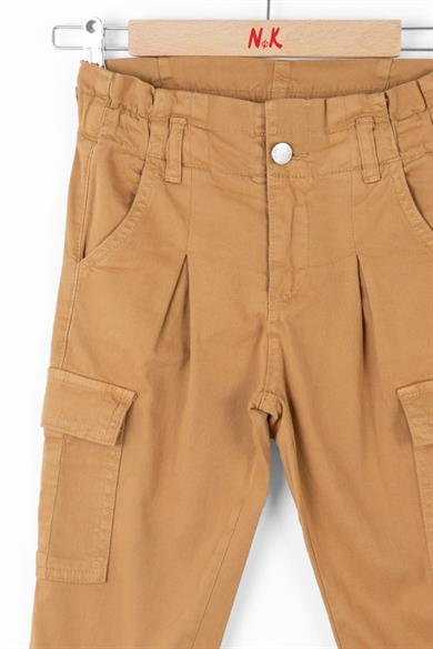 Nk Kids Kız Çocuk Kargo Cep Lastikli Paça Pantolon 56704 Camel
