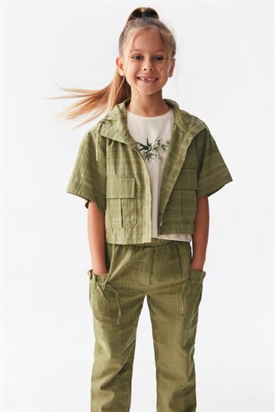 Nk Kids Kız Çocuk Kısa Kol Keten Gömlek 36500 Haki