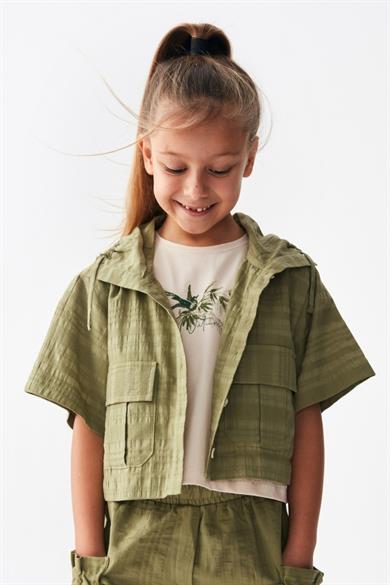 Nk Kids Kız Çocuk Kısa Kol Keten Gömlek 36500 Haki