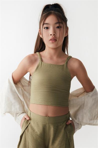 Nk Kids Kız Çocuk Örgü İp Askılı Crop 36340 Haki