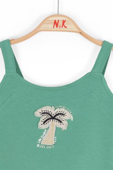 Nk Kids Kız Çocuk Palmiye İşlemeli Askılı Crop 36400 Yeşil
