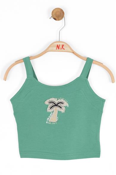 Nk Kids Kız Çocuk Palmiye İşlemeli Askılı Crop 36400 Yeşil