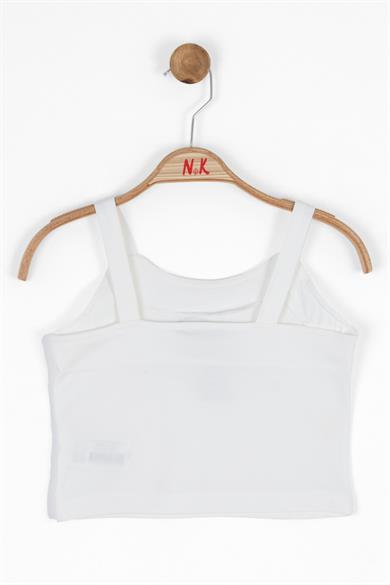 Nk Kids Kız Çocuk Palmiye İşlemeli Askılı Crop 36400 Ekru
