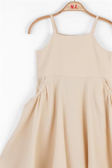 Nk Kids Kız Çocuk Petek Doku %100 Pamuk Elbise 76503 Krem