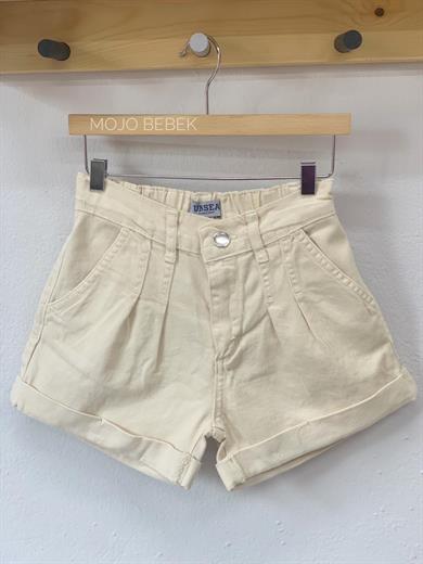 NK Kids Kız Çocuk Pileli Lastikli Bel Şort 52701 Krem