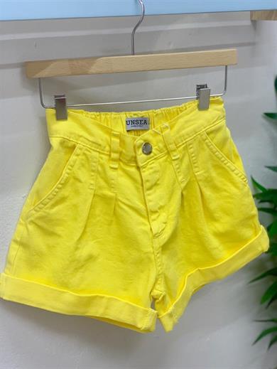 NK Kids Kız Çocuk Pileli Lastikli Bel Şort 52701 Sarı