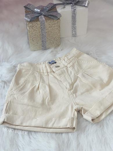 NK Kids Kız Çocuk Pileli Lastikli Bel Şort 52701 Krem