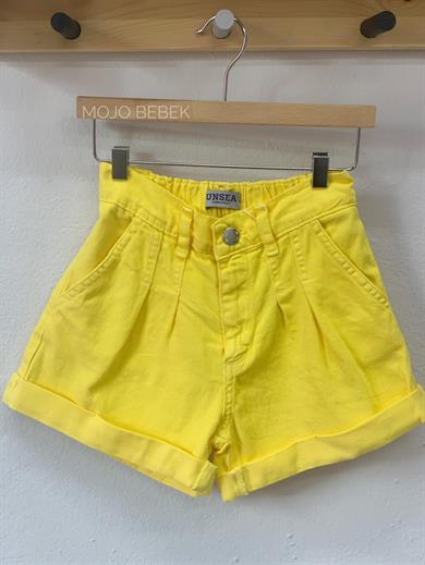 NK Kids Kız Çocuk Pileli Lastikli Bel Şort 52701 Sarı