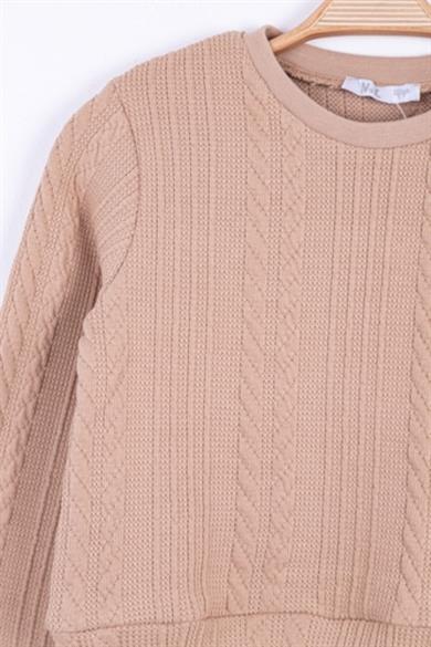 Nk Kids Kız Çocuk Saç Örgülü Triko Kazak 35507 Bej