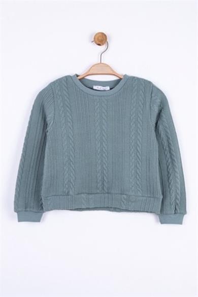 Nk Kids Kız Çocuk Saç Örgülü Triko Kazak 35507 Yeşil