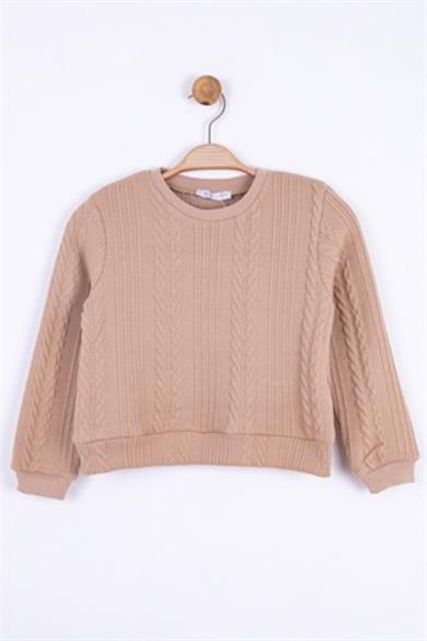 Nk Kids Kız Çocuk Saç Örgülü Triko Kazak 35507 Bej