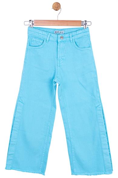 NK Kids Kız Çocuk Yırtmaçlı Bol Paça Denim Pantolon 54714 Mavi