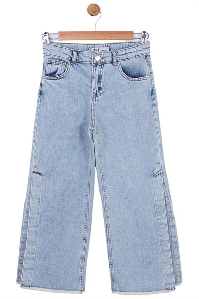 Nk Kids Kız Çocuk Yırtmaçlı Bol Paça Denim Pantolon 54720 Kot Mavi