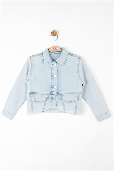Nk Kids Püsküllü Crop Denim Ceket 36708 Kot Mavi