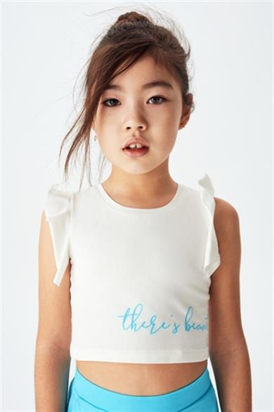 Nk Kız Çocuk Kolları Volanlı Badi 32355 Ekru