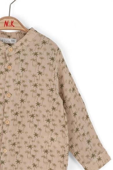 NkKids Erkek Çocuk 1-4 Yaş Palmiyeli Keten Gömlek 48609 Natural