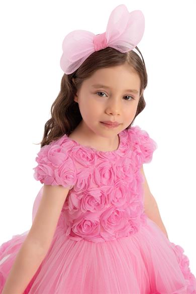 Pamina Kız Bebek 6 Ay- 24 Ay Üç Boyutlu Çiçek Kaplamalı Prenses Elbise Pembe