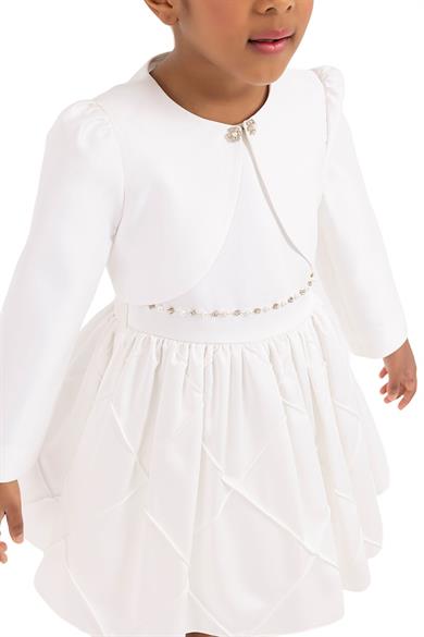 Pamina Kız Çocuk 2-8 Yaş Pamuk Saten Bolero Ceket Ekru