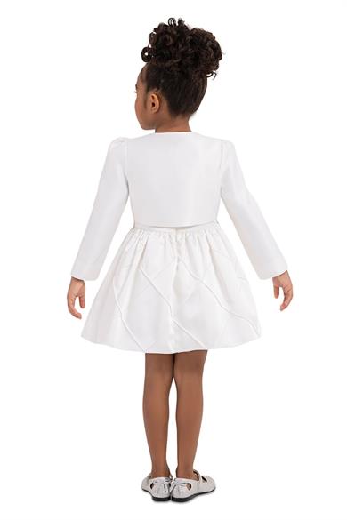 Pamina Kız Çocuk 2-8 Yaş Pamuk Saten Bolero Ceket Ekru