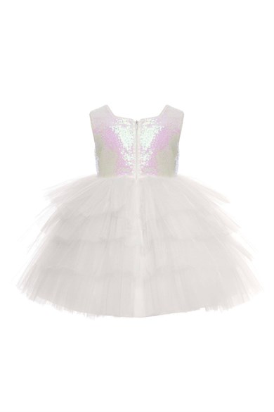 Pamina Kız Çocuk 3-7 Yaş Balon Buketli Taç Detaylı Tüllü Elbise Ekru
