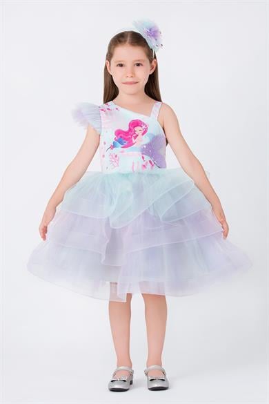 Pamina Kız Çocuk 3-7 Yaş Deniz Kızı Temalı Kostüm Mavi
