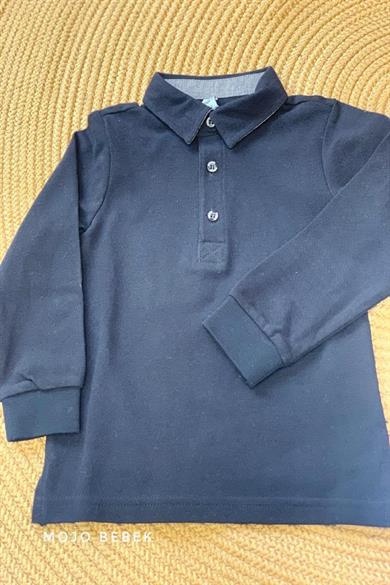 Panço Erkek Çocuk Lacoste Yakalı Uzun Kol T-shirt 9930851 Siyah