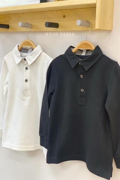 Panço Erkek Çocuk Lacoste Yakalı Uzun Kol T-shirt 9930851 Beyaz