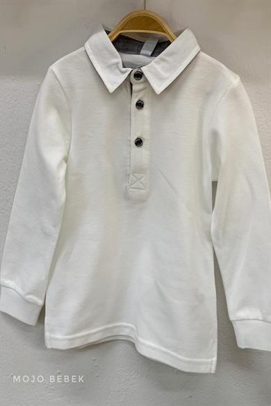 Panço Erkek Çocuk Lacoste Yakalı Uzun Kol T-shirt 9930851 Beyaz