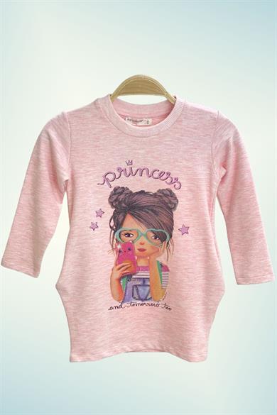 Pop Fashion Kız Çocuk Baskılı Cepli Elbise 6750 Pembe