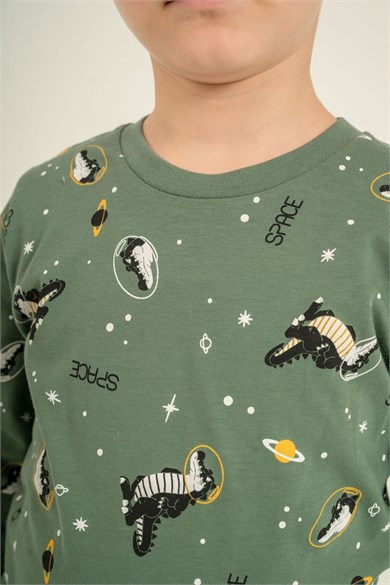 Rolypoly Erkek Çocuk 3-9 Yaş Desenli Pijama Takımı Haki