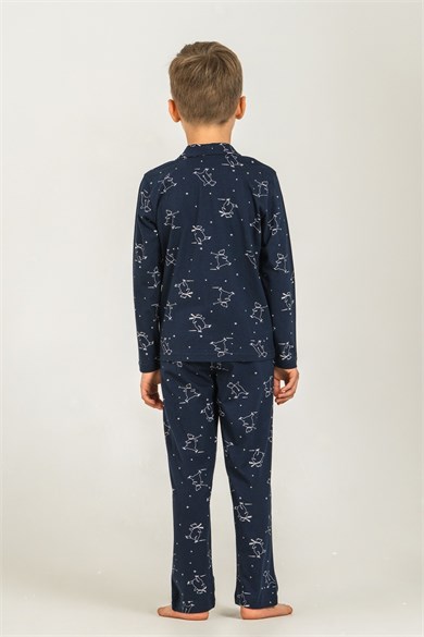 Rolypoly Erkek Çocuk 3-9 Yaş Gömlek Pijama Takımı Lacivert