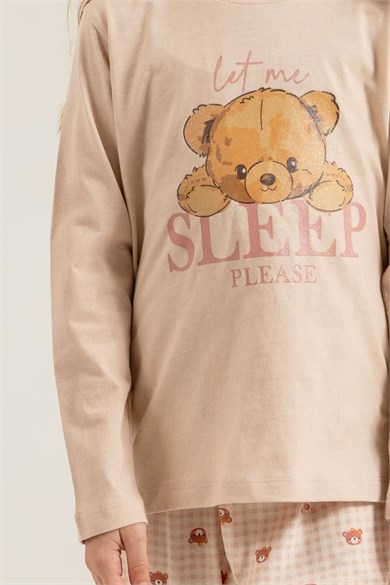 Rolypoly Kız Çocuk 3-9 Yaş Desenli Pijama Takımı Pudra