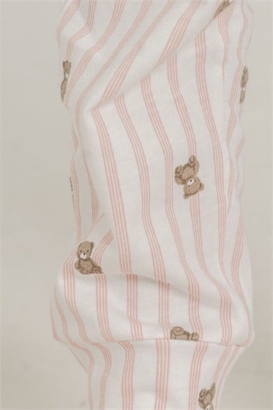 Rolypoly Kız Çocuk 3-9 Yaş Sweet Bear Desenli Pijama Takımı Pudra