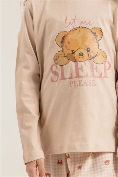 Rolypoly Kız Çocuk 9-14 Yaş Desenli Pijama Takımı Pudra