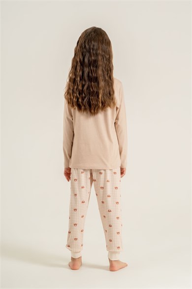 Rolypoly Kız Çocuk 9-14 Yaş Desenli Pijama Takımı Pudra