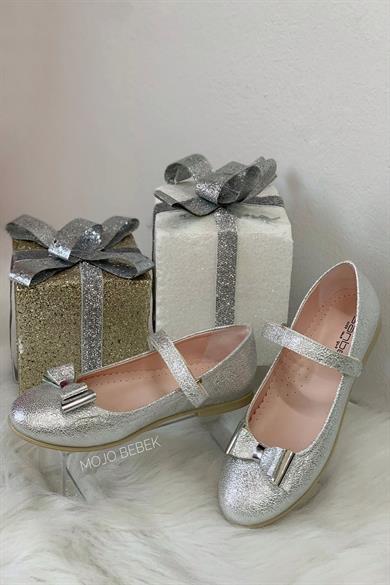 Sanbe Kız Çocuk Parlak Cırtlı Babet 315 N 211 Gümüş