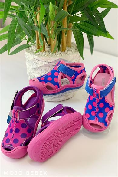 Sanbe Kız Çocuk Puantiyeli Tekstil Sandelet 501N7204 Mavi