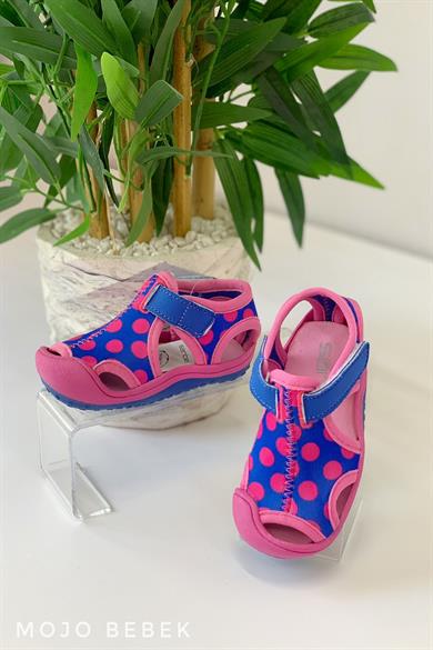 Sanbe Kız Çocuk Puantiyeli Tekstil Sandelet 501N7204 Mavi