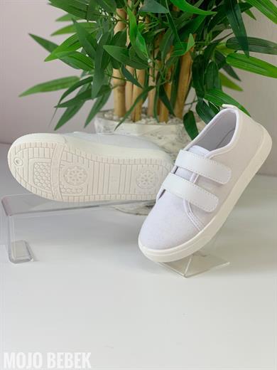 Sanbe Unisex Çocuk Cırtlı Keten Ayakkabı 402 N 106 Beyaz