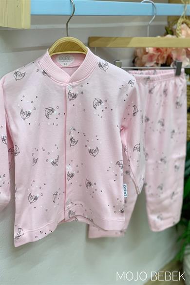 Sebi Bebek Ay Desenli Pijama Takımı 4012 Pembe