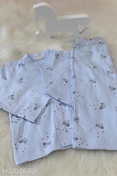 Sebi Bebek Ay Desenli Pijama Takımı 4012 Mavi