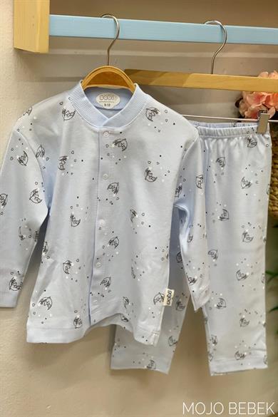 Sebi Bebek Ay Desenli Pijama Takımı 4012 Mavi