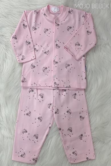 Sebi Bebek Ay Desenli Pijama Takımı 4012 Pembe