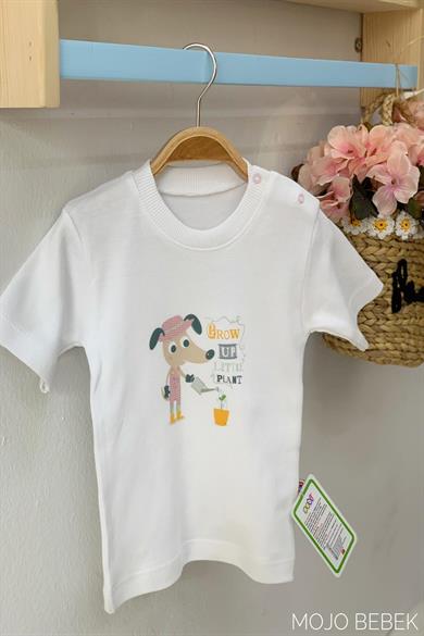 Sebi Bebek Köpek Baskılı Kısa Kol T-shirt 52208 Pembe