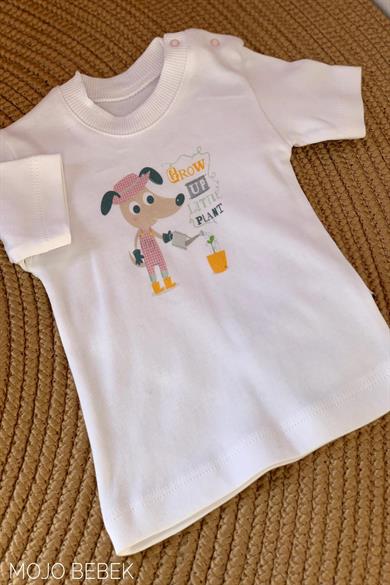 Sebi Bebek Köpek Baskılı Kısa Kol T-shirt 52208 Pembe