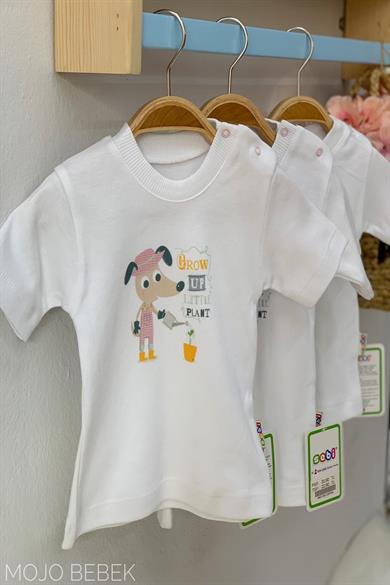 Sebi Bebek Köpek Baskılı Kısa Kol T-shirt 52208 Pembe