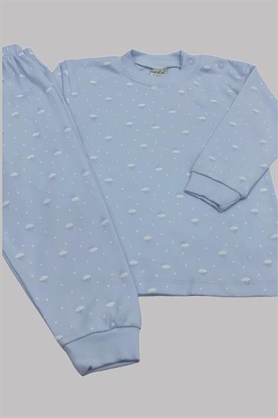 Sebi Bulut Desenli Pijama Takımı 2407 Mavi