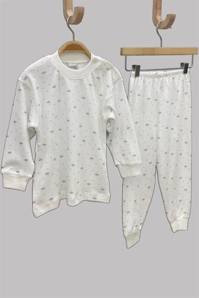 Sebi Bulut Desenli Pijama Takımı 2407 Krem