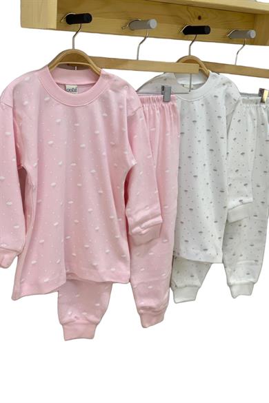 Sebi Bulut Desenli Pijama Takımı 2407 Beyaz