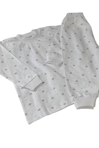 Sebi Bulut Desenli Pijama Takımı 2407 Beyaz